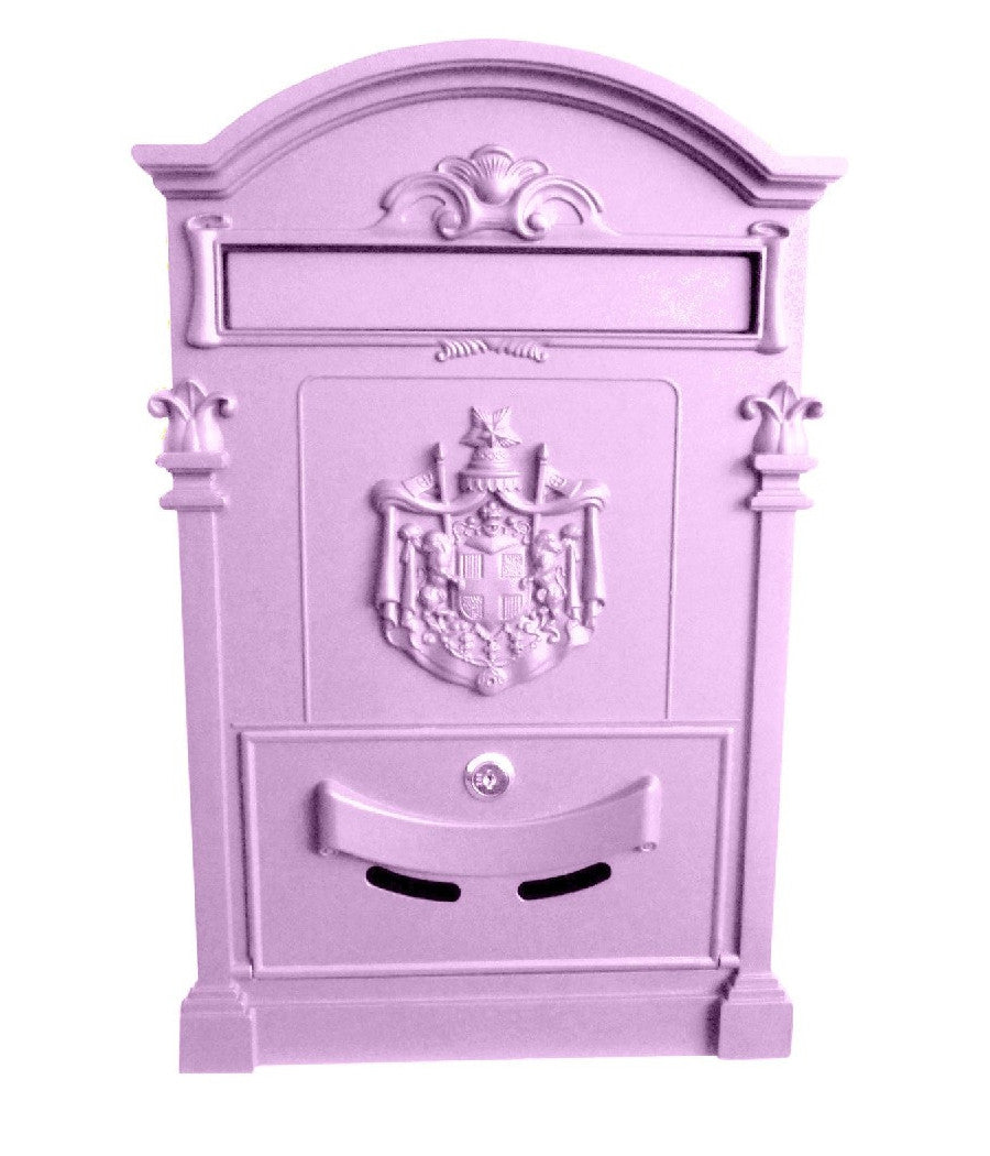 Cassetta Postale Buca Lettere In Stile Antico Classico In Alluminio Verniciato  Rosa       