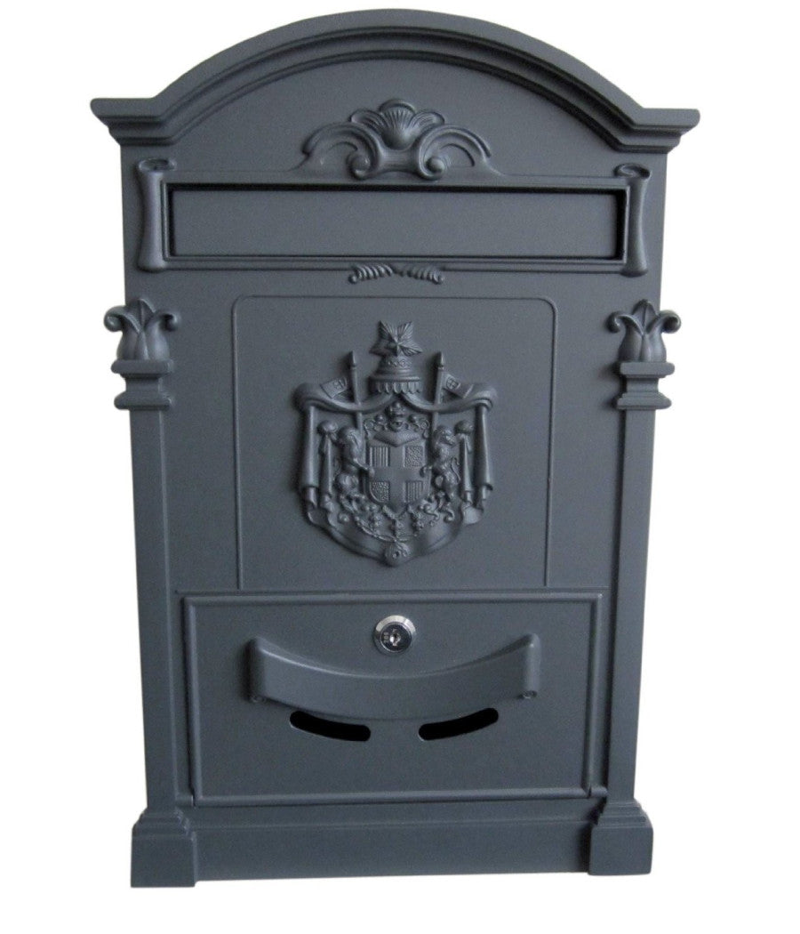 Cassetta Postale Buca Lettere In Stile Antico Classico In Alluminio Verniciato  Grigio       