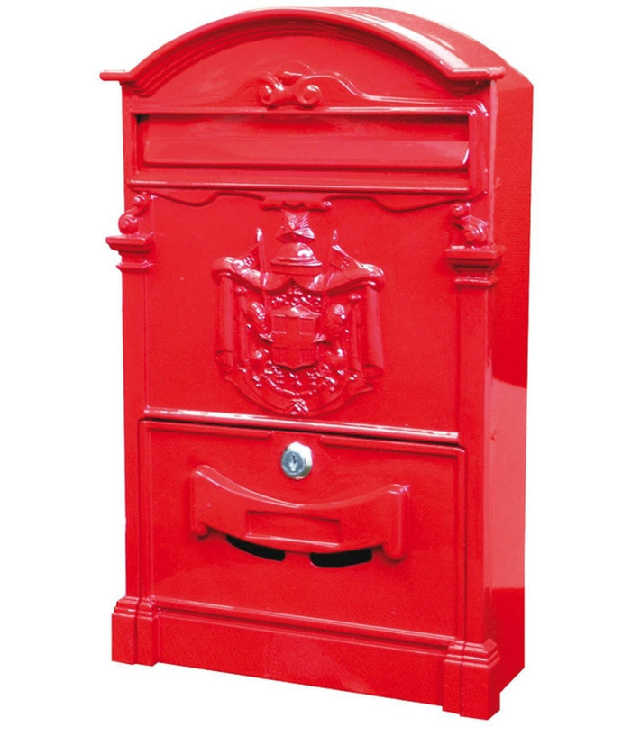 Cassetta Postale Buca Lettere In Stile Antico Classico In Alluminio Verniciato  Rosso       