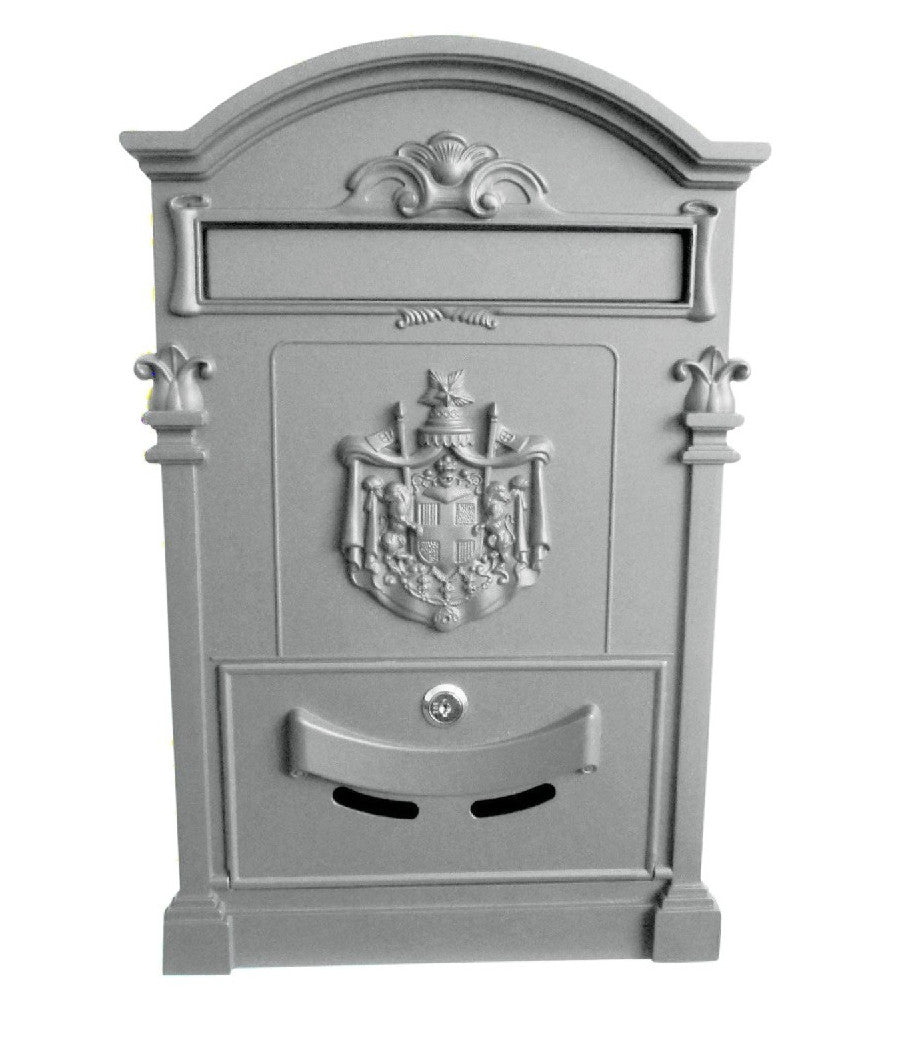 Cassetta Postale Buca Lettere In Stile Antico Classico In Alluminio Verniciato  Argento       