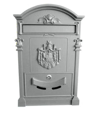 Cassetta Postale Buca Lettere In Stile Antico Classico In Alluminio Verniciato  Argento       