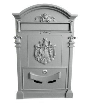 Cassetta Postale Buca Lettere In Stile Antico Classico In Alluminio Verniciato  Argento       