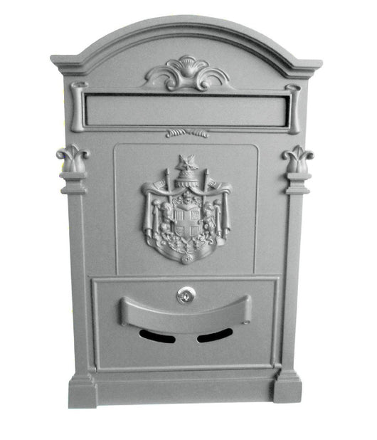Cassetta Postale Buca Lettere In Stile Antico Classico In Alluminio Verniciato  Argento       