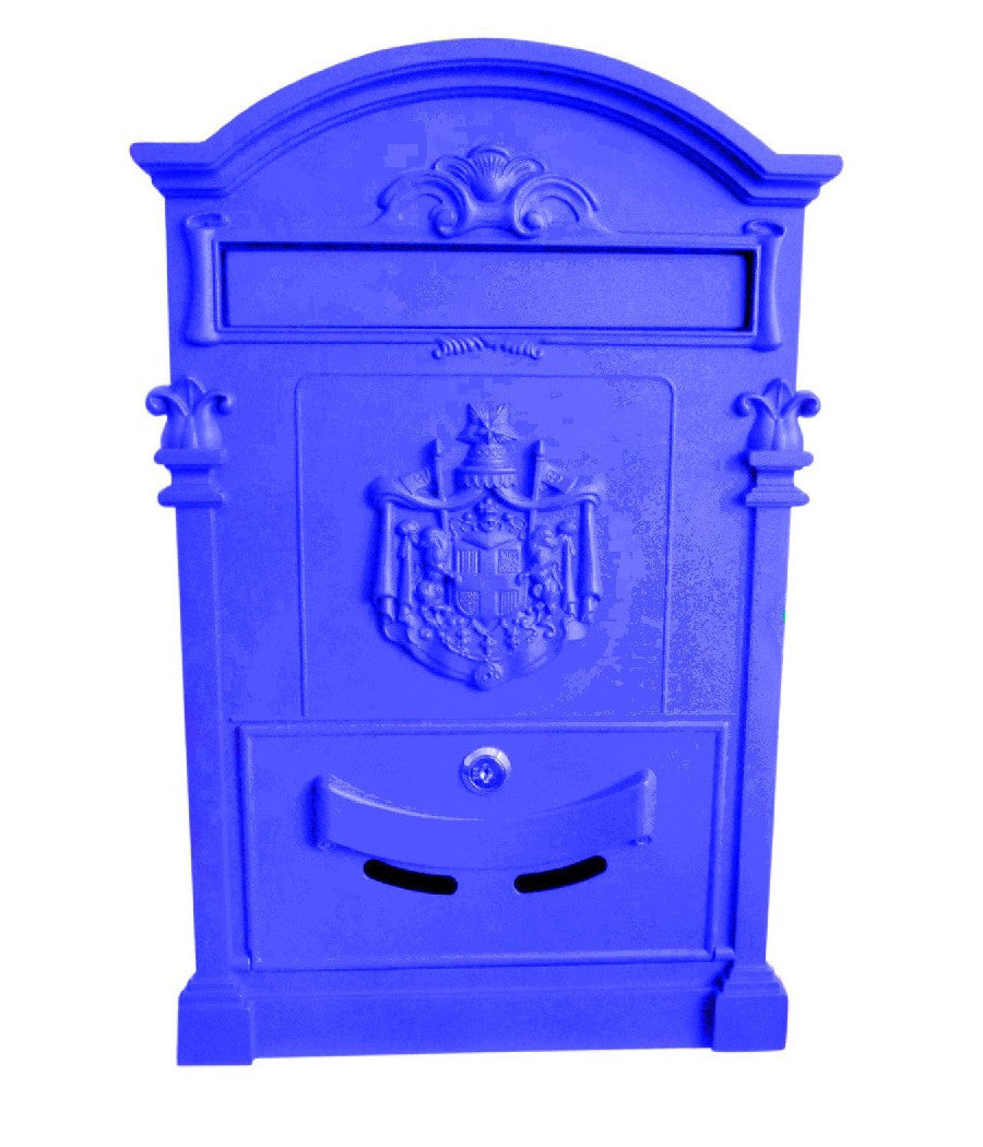 Cassetta Postale Buca Lettere In Stile Antico Classico In Alluminio Verniciato  Blu       