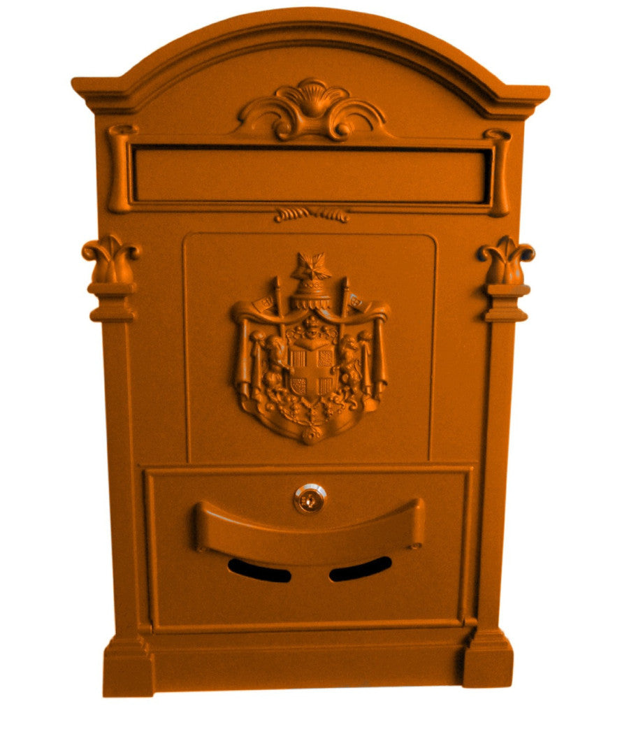 Cassetta Postale Buca Lettere In Stile Antico Classico In Alluminio Verniciato  Arancione       