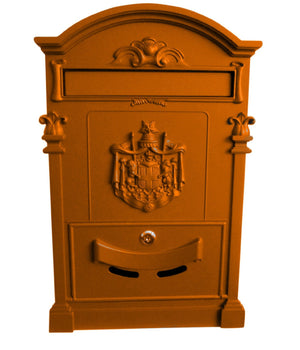 Cassetta Postale Buca Lettere In Stile Antico Classico In Alluminio Verniciato  Arancione       