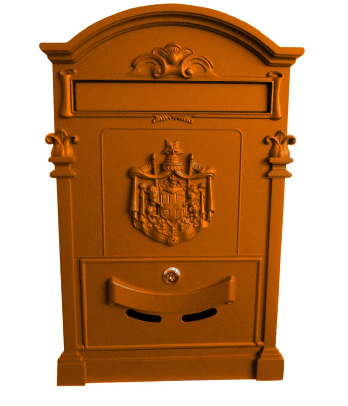 Cassetta Postale Buca Lettere In Stile Antico Classico In Alluminio Verniciato  Arancione       