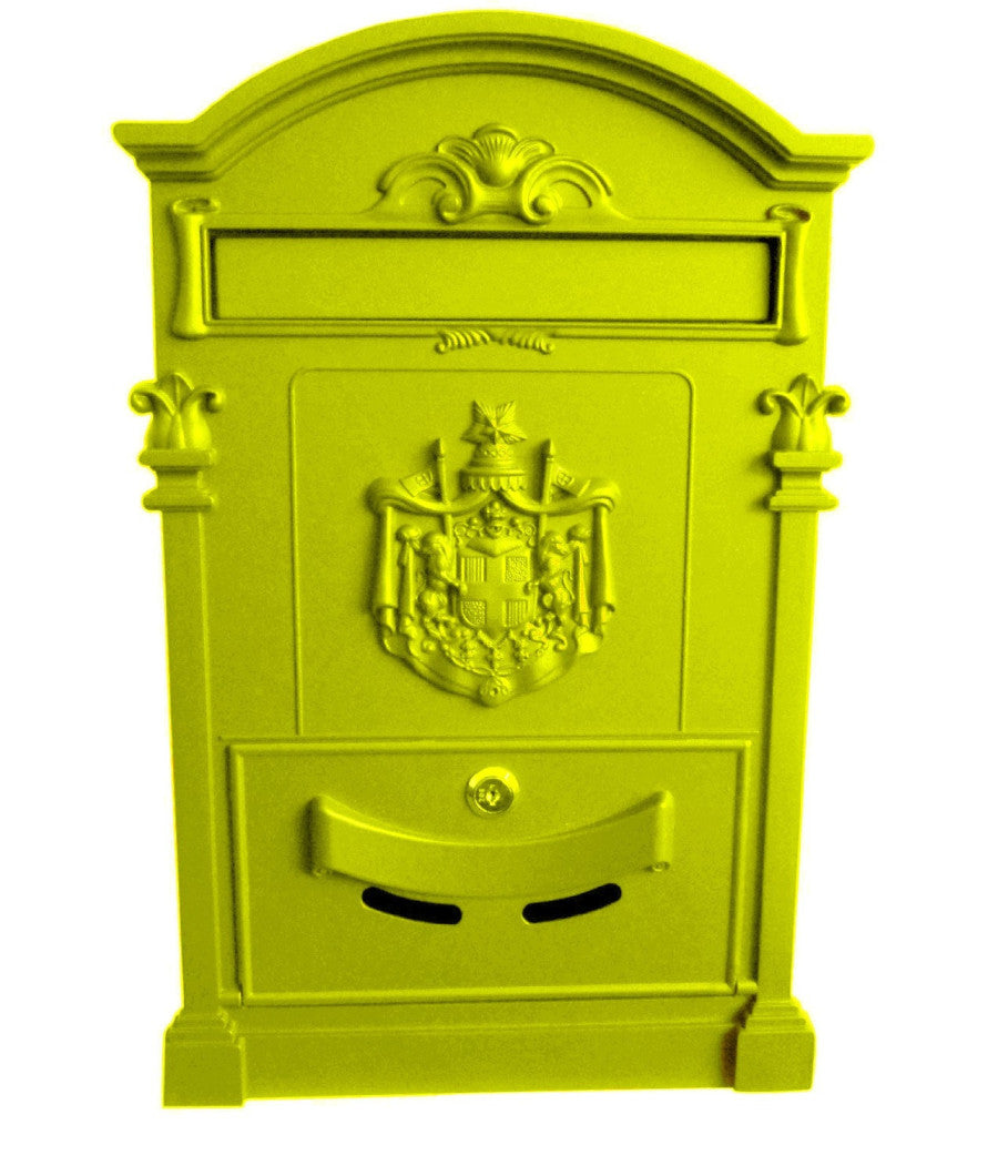 Cassetta Postale Buca Lettere In Stile Antico Classico In Alluminio Verniciato  Giallo       