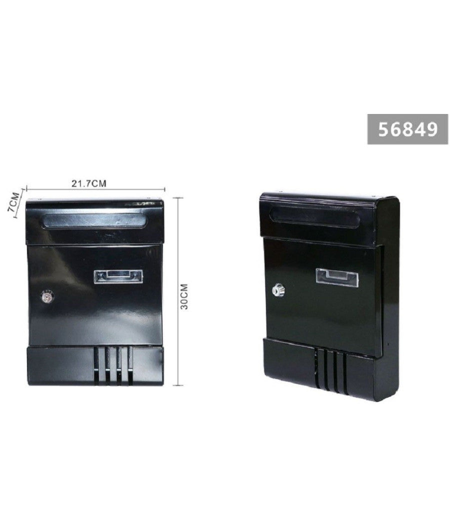 Cassetta Postale In Metallo Porta Lettere Con Chiave Buca Posta H2803 Nera 56849         