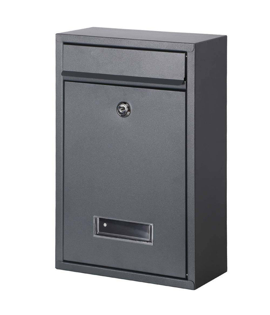 Cassetta Postale Parete Acciaio Buca Lettere Posta Esterno Con Chiave Grigio         
