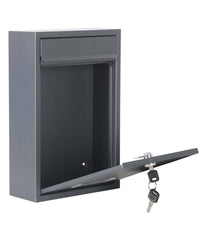 Cassetta Postale Parete Acciaio Buca Lettere Posta Esterno Con Chiave Grigio         