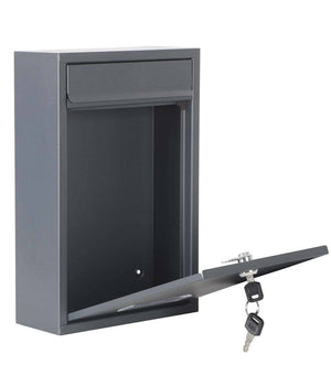 Cassetta Postale Parete Acciaio Buca Lettere Posta Esterno Con Chiave Grigio         