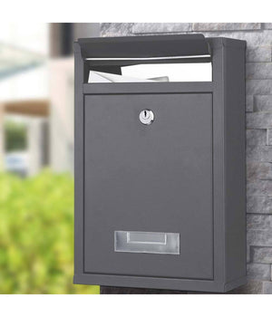 Cassetta Postale Parete Acciaio Buca Lettere Posta Esterno Con Chiave Grigio         
