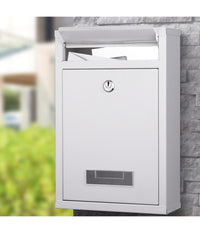 Cassetta Postale Parete In Acciaio Buca Lettere Posta Esterno Con Chiave Bianco         