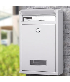 Cassetta Postale Parete In Acciaio Buca Lettere Posta Esterno Con Chiave Bianco         