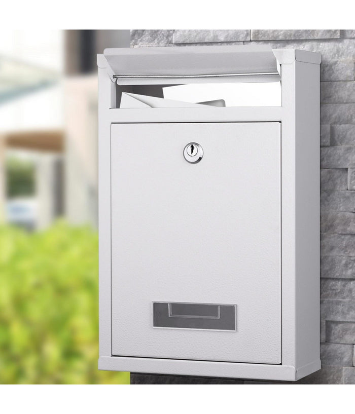 Cassetta Postale Parete In Acciaio Buca Lettere Posta Esterno Con Chiave Bianco         