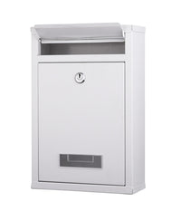 Cassetta Postale Parete In Acciaio Buca Lettere Posta Esterno Con Chiave Bianco         