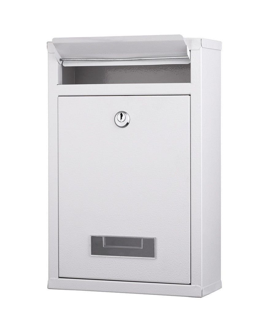 Cassetta Postale Parete In Acciaio Buca Lettere Posta Esterno Con Chiave Bianco         