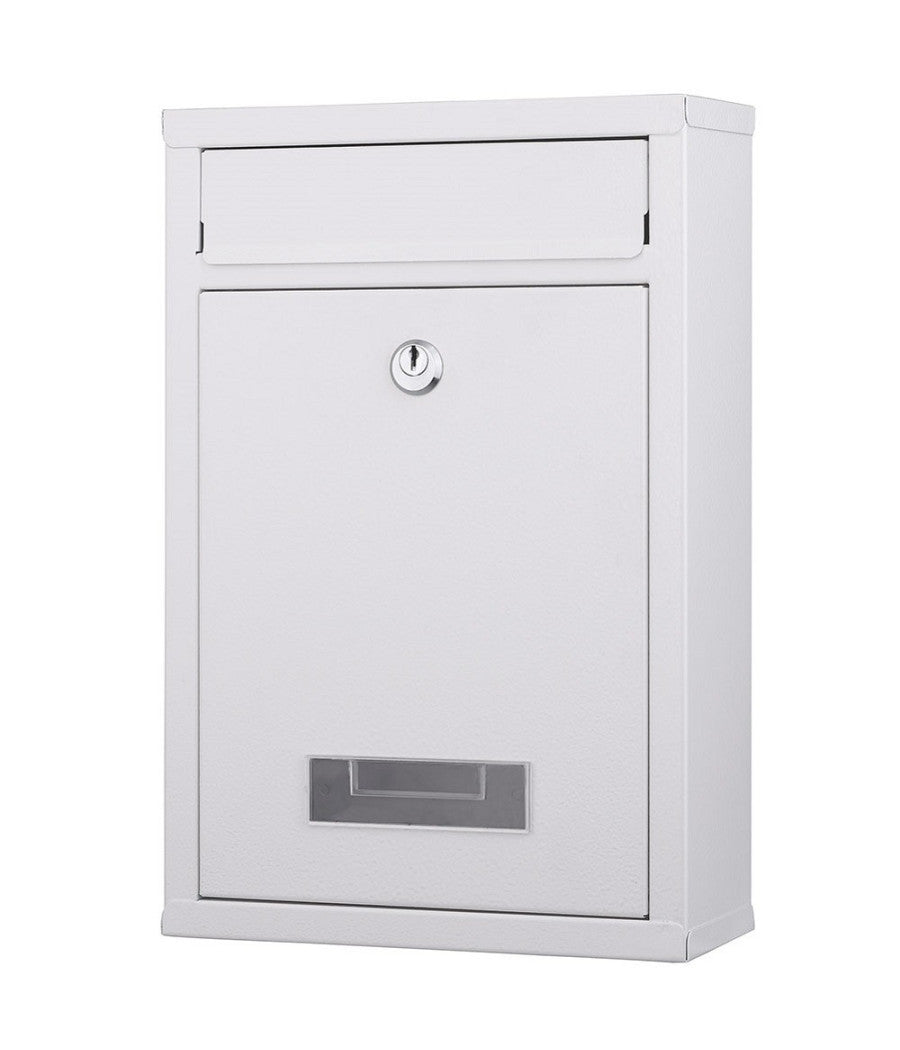 Cassetta Postale Parete In Acciaio Buca Lettere Posta Esterno Con Chiave Bianco         