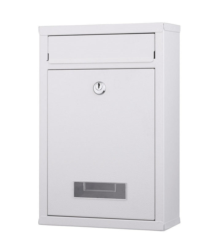 Cassetta Postale Parete In Acciaio Buca Lettere Posta Esterno Con Chiave Bianco         