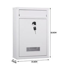 Cassetta Postale Parete In Acciaio Buca Lettere Posta Esterno Con Chiave Bianco         