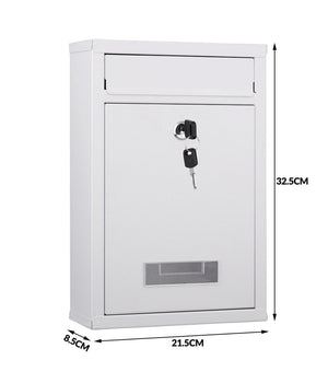 Cassetta Postale Parete In Acciaio Buca Lettere Posta Esterno Con Chiave Bianco         