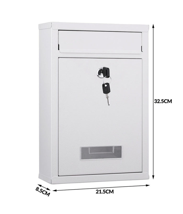 Cassetta Postale Parete In Acciaio Buca Lettere Posta Esterno Con Chiave Bianco         