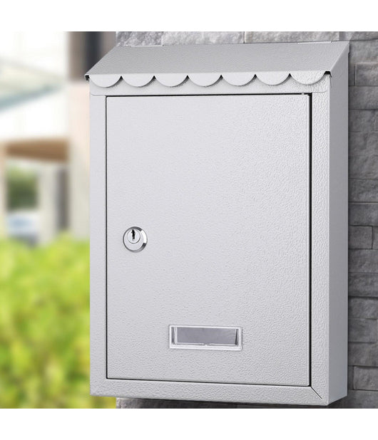 Cassetta Postale Parete In Acciaio Buca Lettere Posta Esterno Con Chiave Grigio         