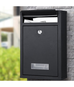 Cassetta Postale Parete In Acciaio Buca Lettere Posta Esterno Con Chiave Nero         