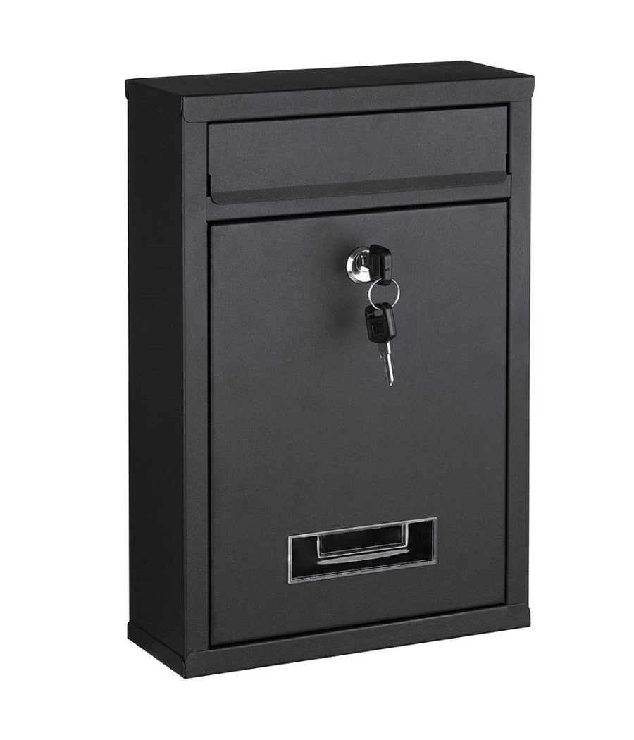 Cassetta Postale Parete In Acciaio Buca Lettere Posta Esterno Con Chiave Nero         