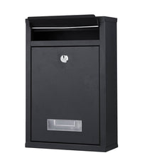 Cassetta Postale Parete In Acciaio Buca Lettere Posta Esterno Con Chiave Nero         