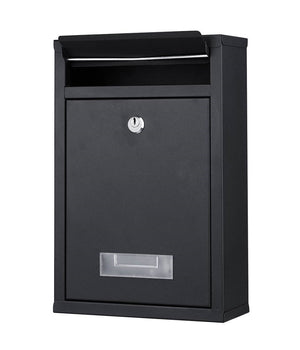 Cassetta Postale Parete In Acciaio Buca Lettere Posta Esterno Con Chiave Nero         