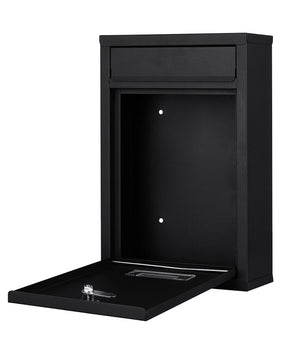 Cassetta Postale Parete In Acciaio Buca Lettere Posta Esterno Con Chiave Nero         