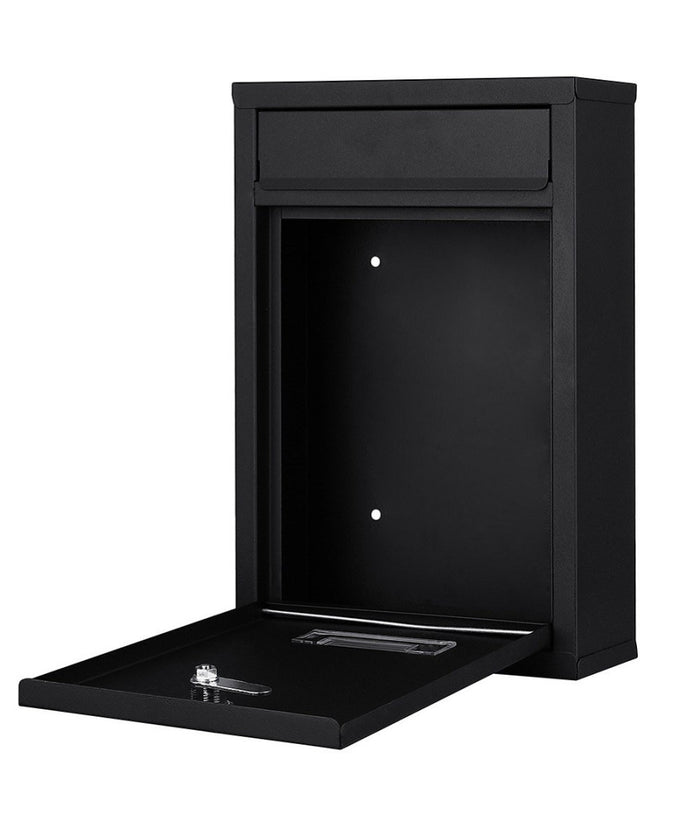 Cassetta Postale Parete In Acciaio Buca Lettere Posta Esterno Con Chiave Nero         