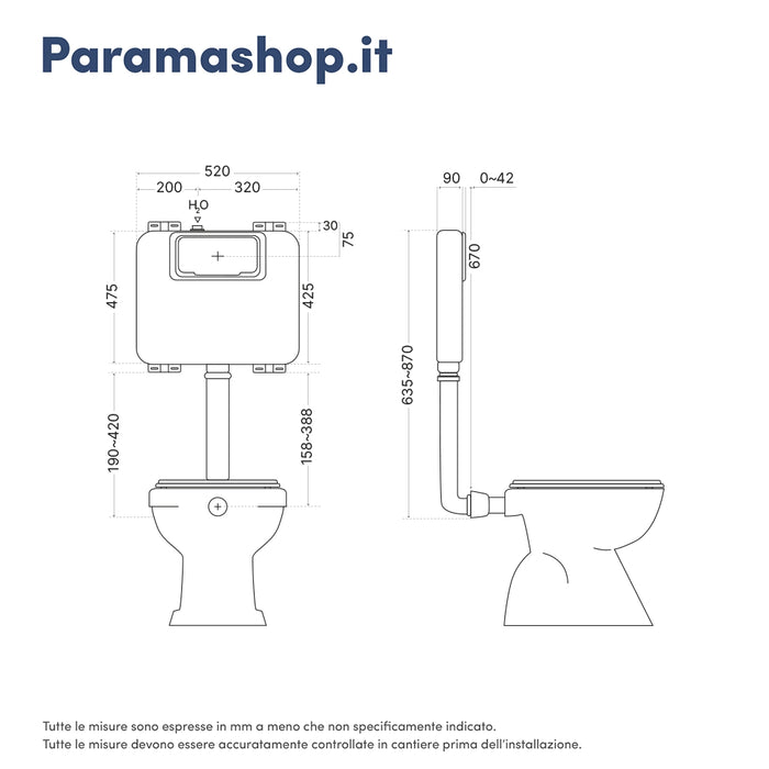 Cassetta di risciacquo a incasso 7 Lt per wc a pavimento | Fusion
