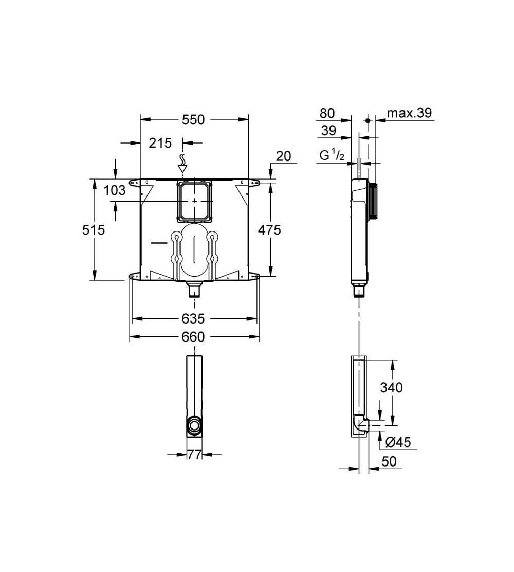 Cassetta scarico GROHE con canotto d'innesto e placca bianca - Grohe