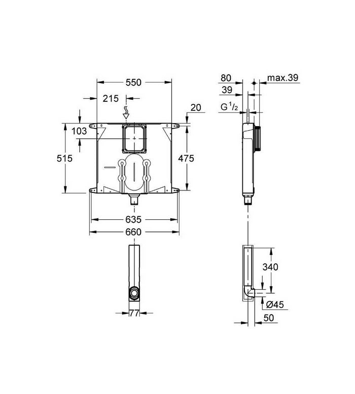 Cassetta scarico GROHE con canotto d'innesto e placca bianca - Grohe