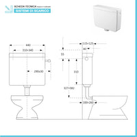 Cassetta scarico wc a zaino universale in ABS bianco con capacità 8 litri