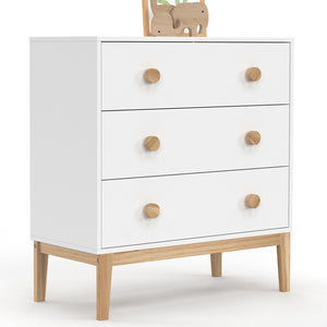 IDMarket - Cassettiera a 3 cassetti per bambini JACOB 80 cm in bianco e legno