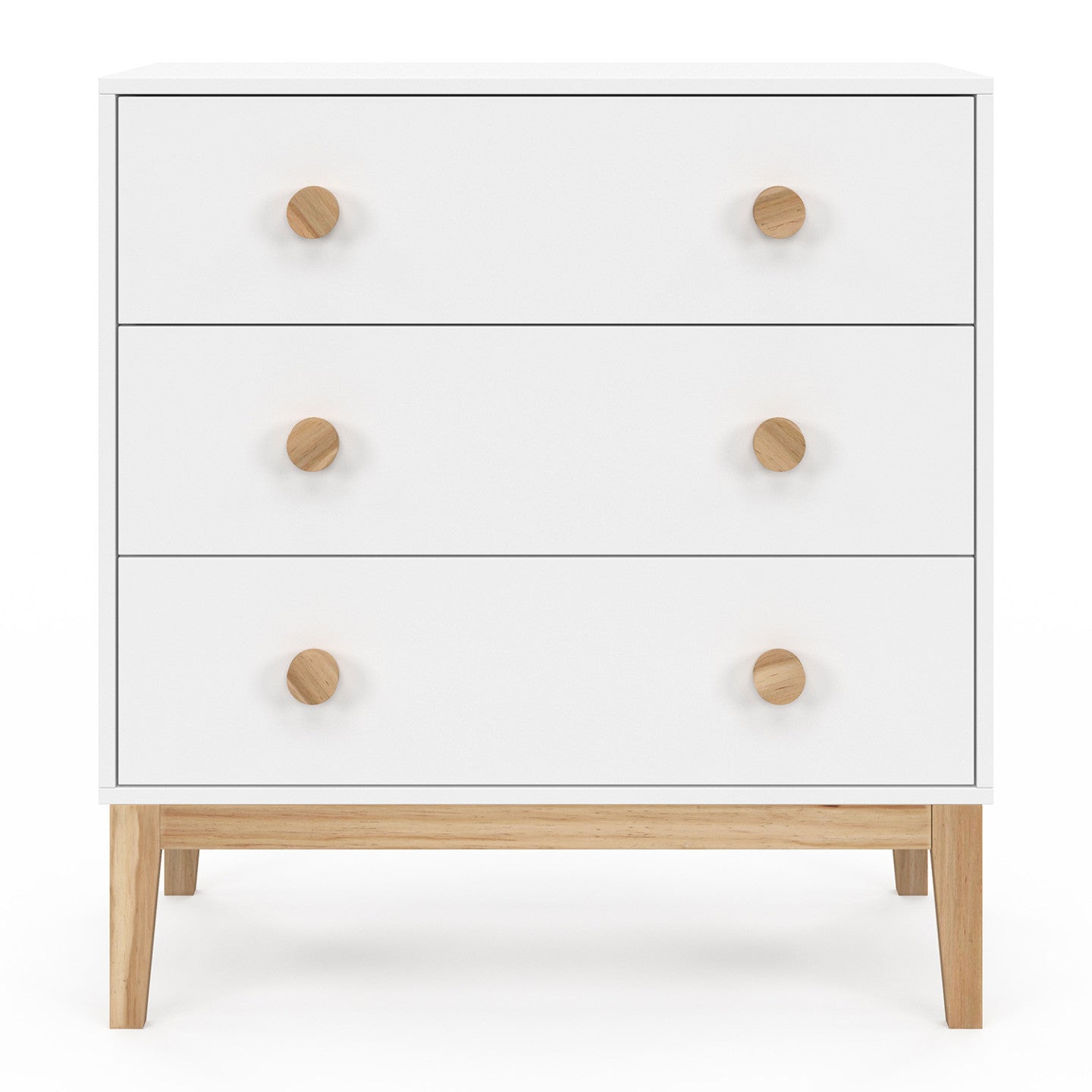 IDMarket - Cassettiera a 3 cassetti per bambini JACOB 80 cm in bianco e legno