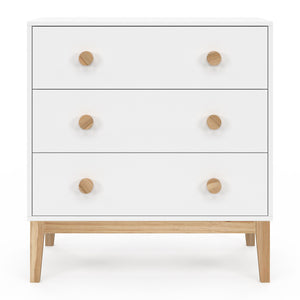 IDMarket - Cassettiera a 3 cassetti per bambini JACOB 80 cm in bianco e legno