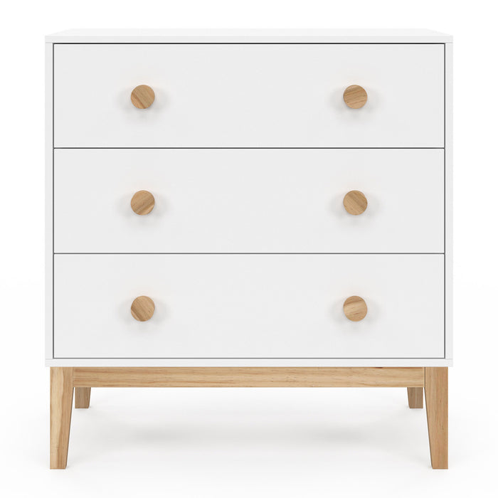 IDMarket - Cassettiera a 3 cassetti per bambini JACOB 80 cm in bianco e legno