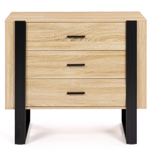 IDMarket - Cassettiera a 3 cassetti PHOENIX in legno e nero