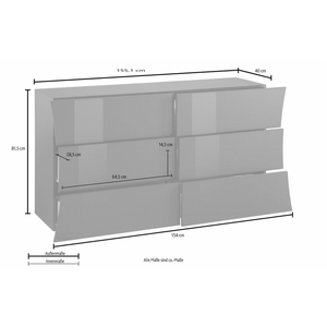 Cassettiera Arco 150 – 6 cassetti – 155x81x40 – Bianco Lucido