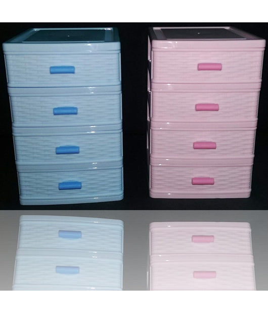 Cassettiera Contenitore 4 Cassetti Plastica Multiuso Porta Oggetti Cofanetto         