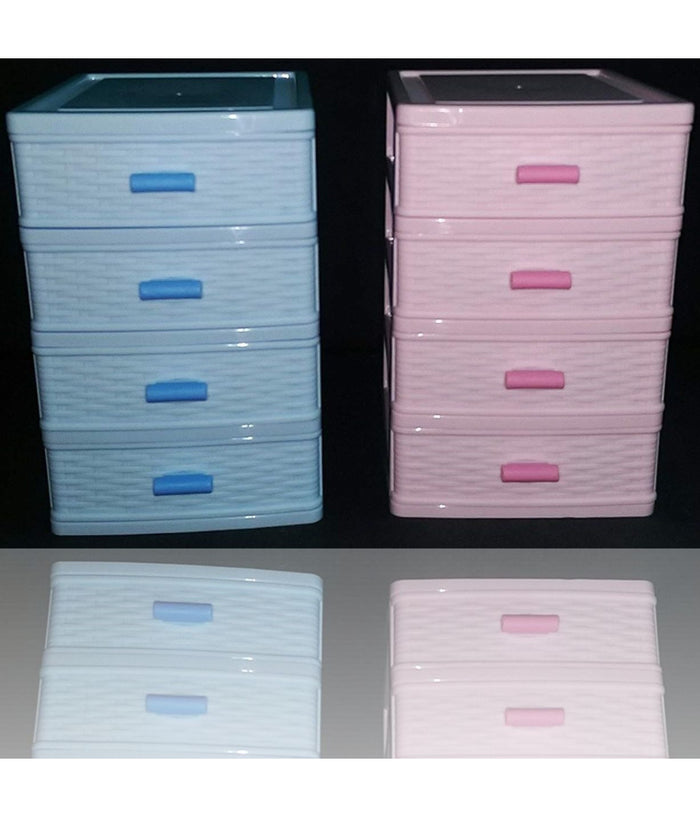 Cassettiera Contenitore 4 Cassetti Plastica Multiuso Porta Oggetti Cofanetto         