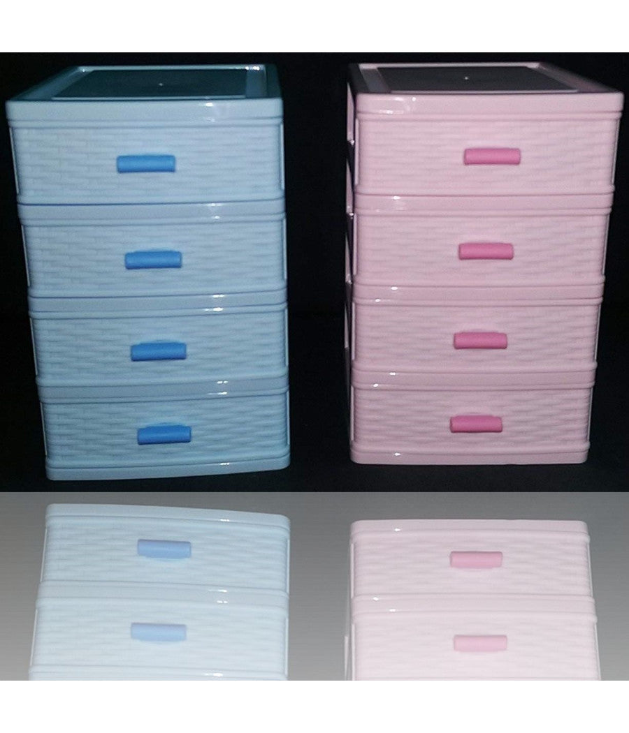 Cassettiera Contenitore 4 Cassetti Plastica Multiuso Porta Oggetti Cofanetto         