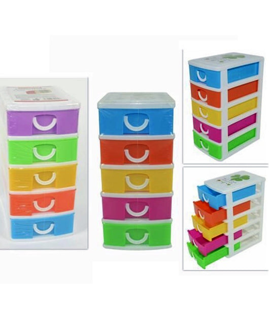 Cassettiera In Plastica A 5 Cassetti Contenitori 18,5x13x9 Colorata Portaoggetti         