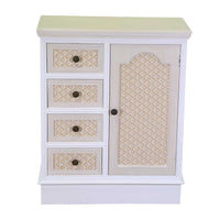 Cassettiera legno losanna 1 anta + 4 cassetti crema cm 66x32h81