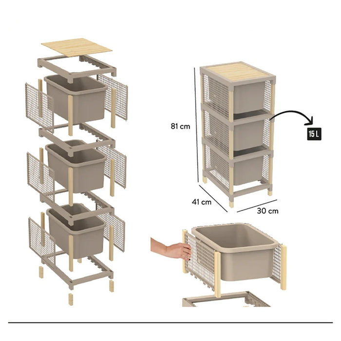 Trade Shop - Cassettiera Multiuso 3 Cassetti Per Organizzare Vestiti Accessori Ufficio Bagno Casa -